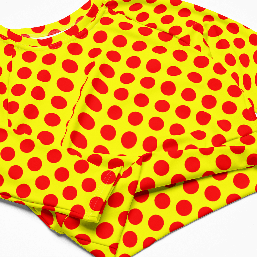 Red Polka Dots on Yellow Long Sleeve Crop Top product image (5)