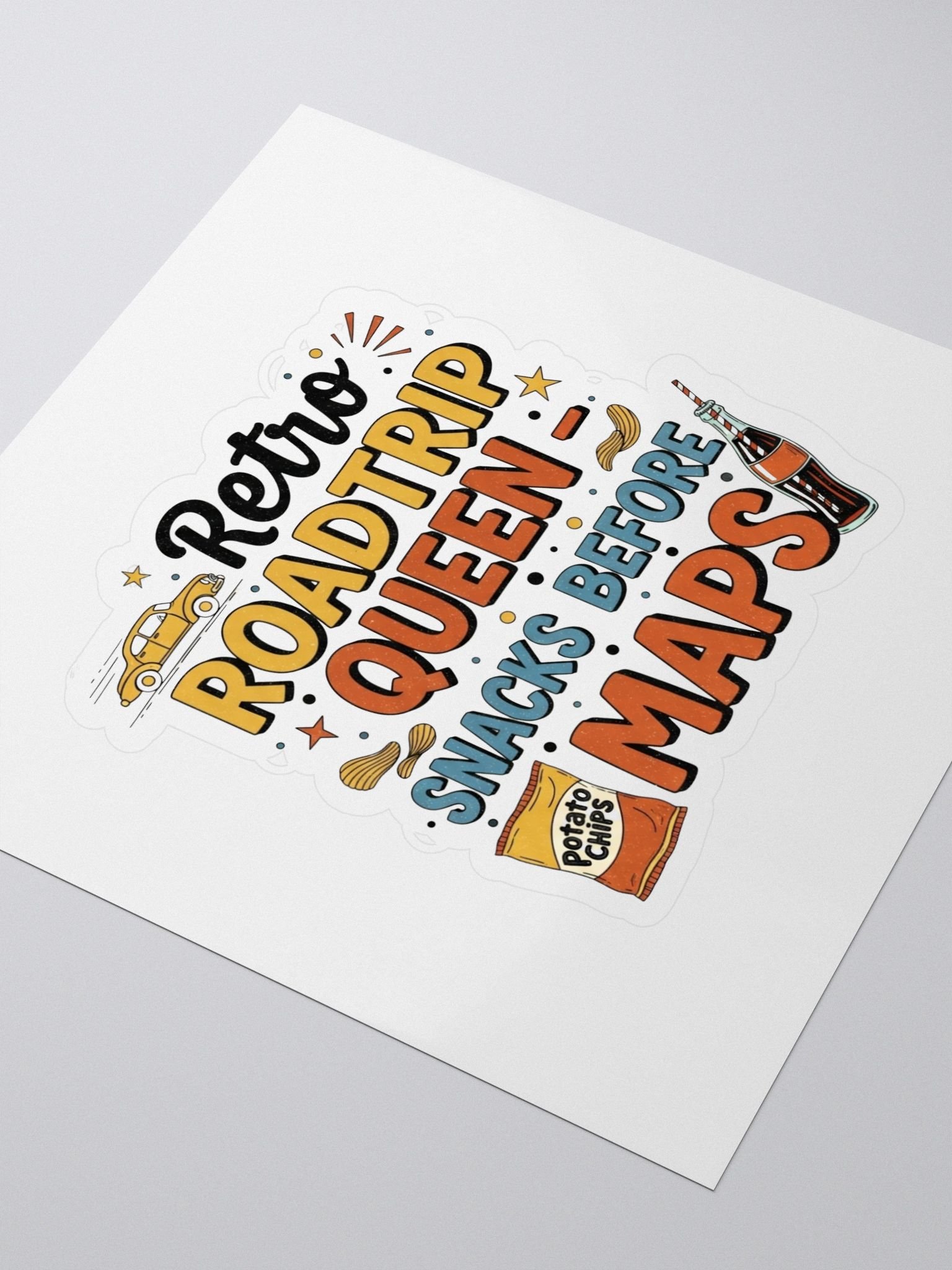 Retro Roadtrip Queen Sticker - Snacks Before Maps Vintage Traveller Decal product image (3)