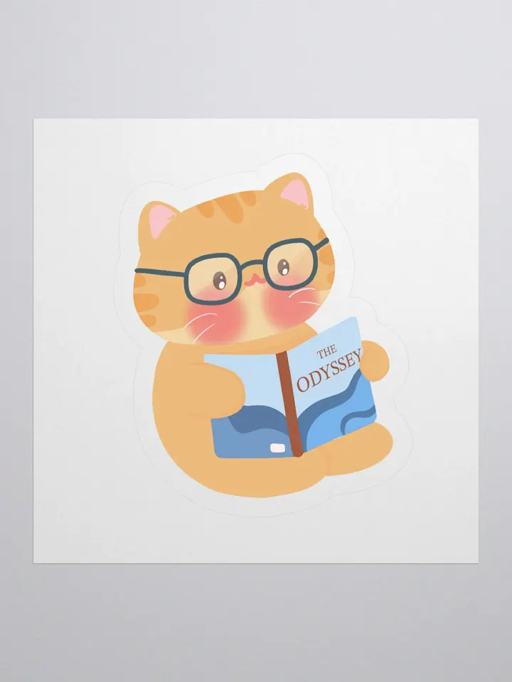 Intellectual Cat Reading The Odyssey Vinyl Sticker product image (1)