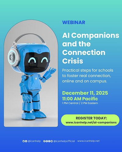 AI chatbots are becoming part of everyday student life. 

Learn how to recognize digital isolation, support healthy tech habi...