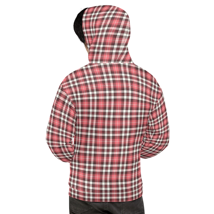 Coral Pink, Black, and White Plaid Hoodie product image (9)