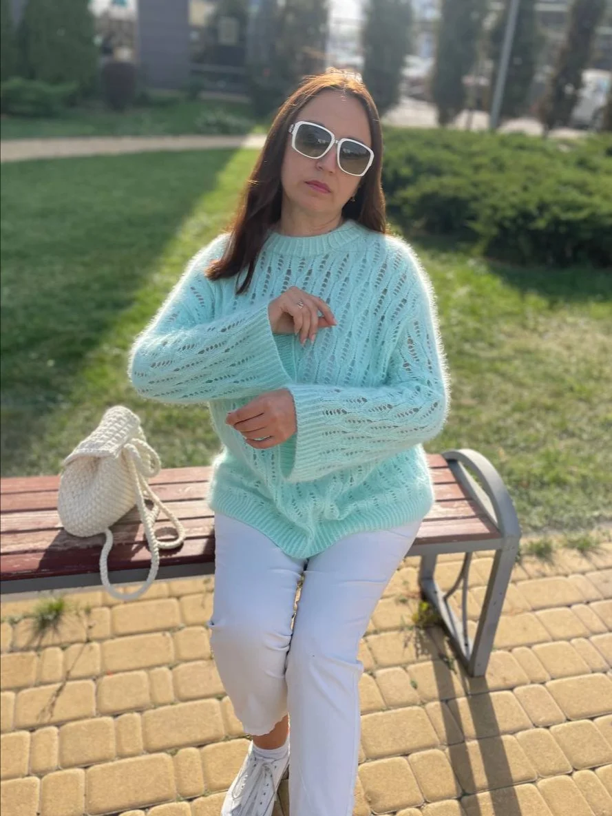 Схема вязания Свитер Julia с объемным узором, с японским плечом (спицами) product image (5)