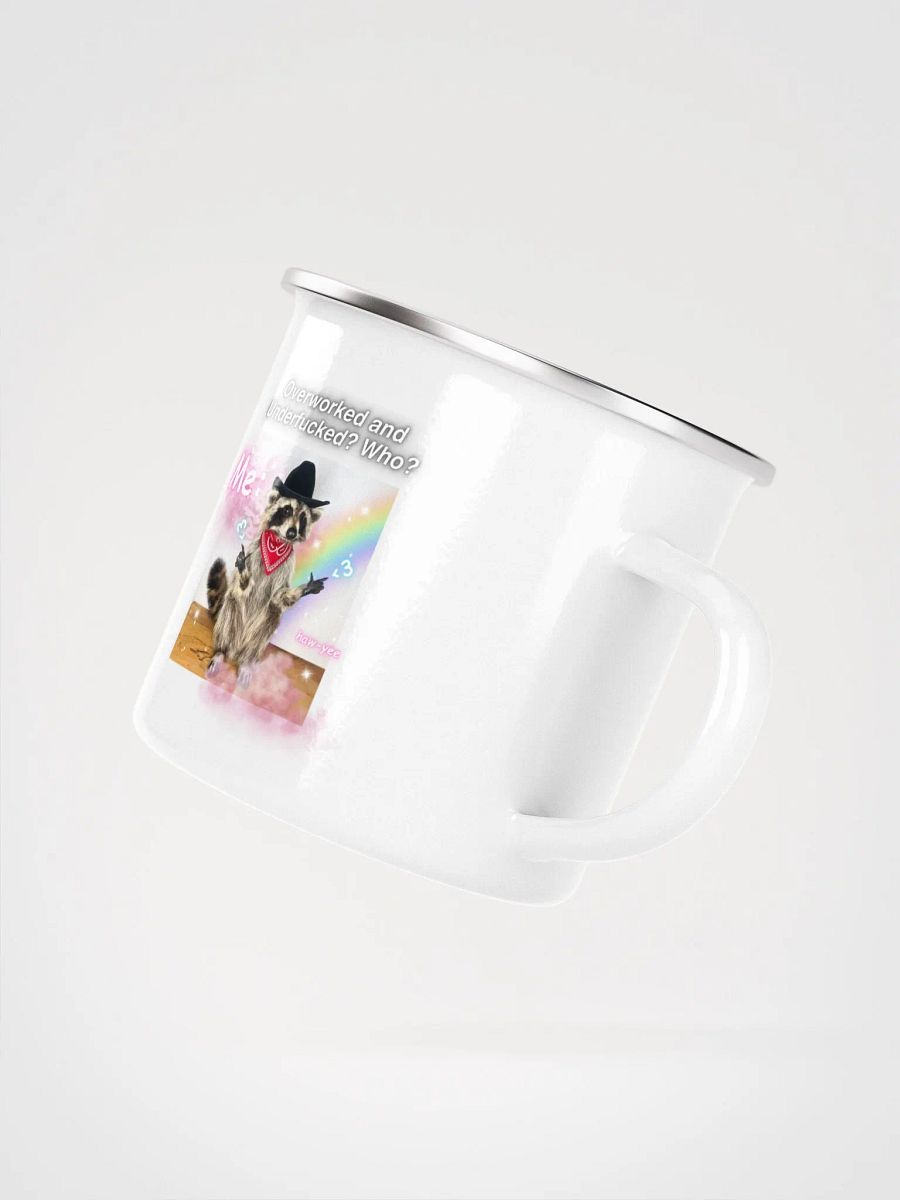 Overworked and Underfucked, Raccoon Cowboy, Enamel mug product image (3)