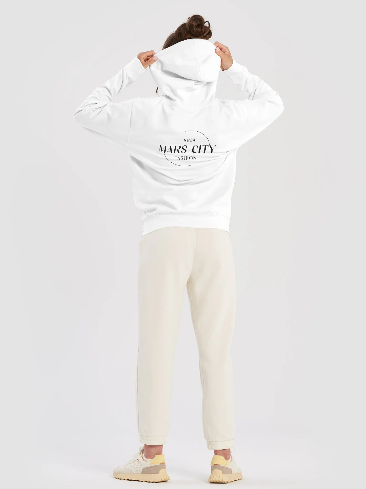 MARS CITY BLACK ASTRONAUT 8824 OUTLINE FRONT WITH MARS CITY FASHION BACK HOODIE IN 6 LIGHT COLORS product image (42)