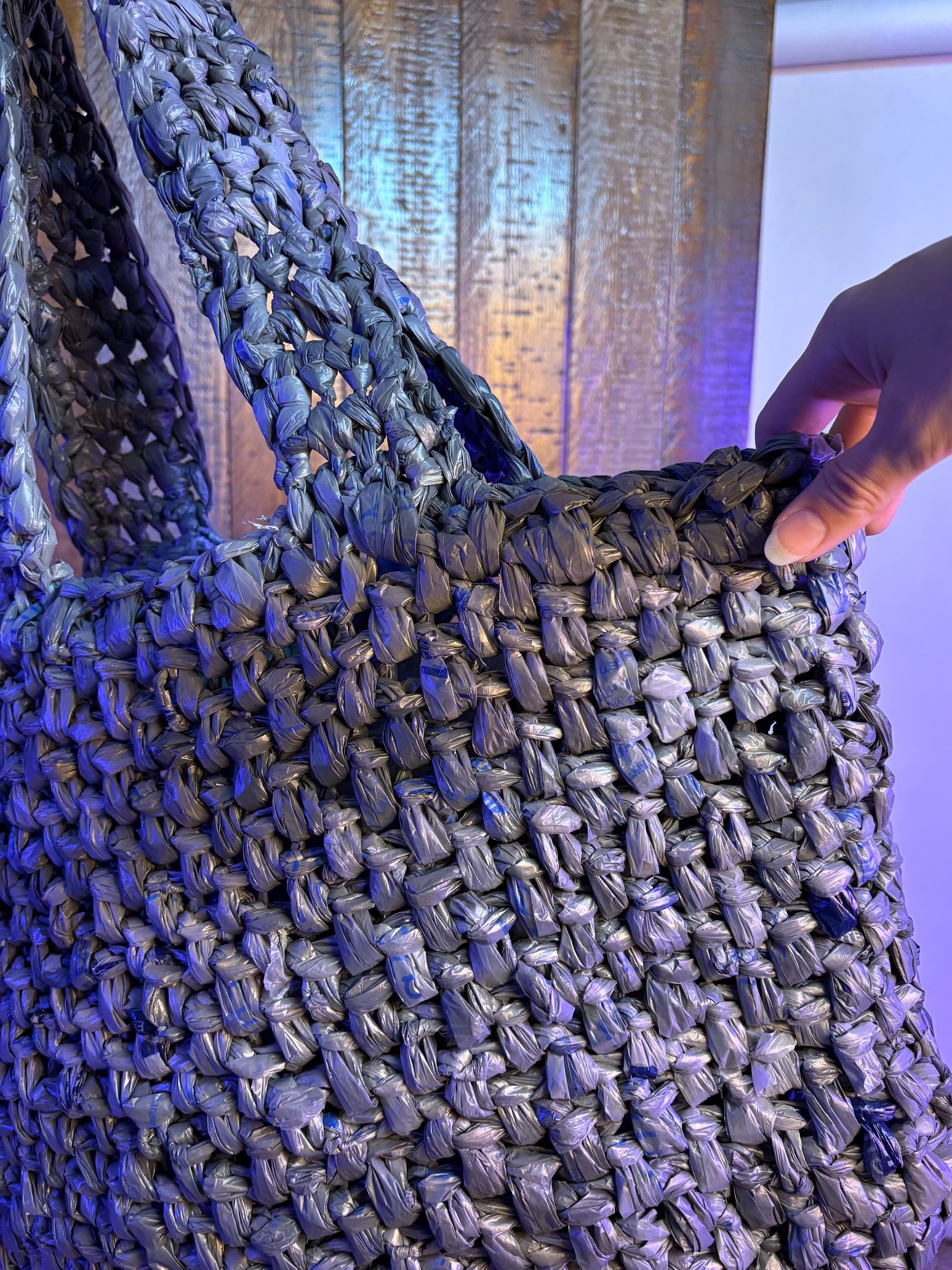 Large Handcrafted Crochet Tote Bag (Solid Grey) product image (3)