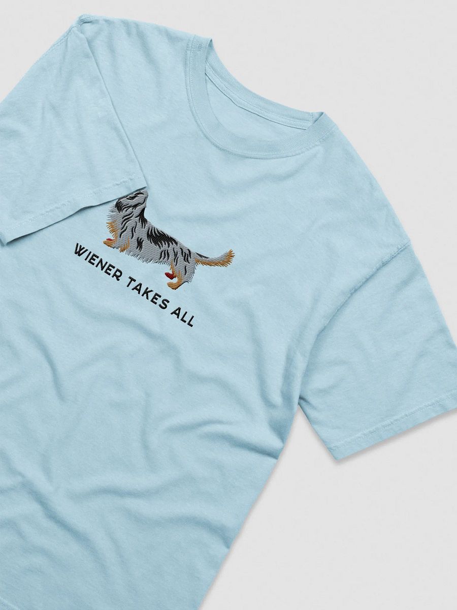 Wiener Takes All T-Shirt(Embroidered) of a Longhaired Dachshund(Dapple) product image (43)