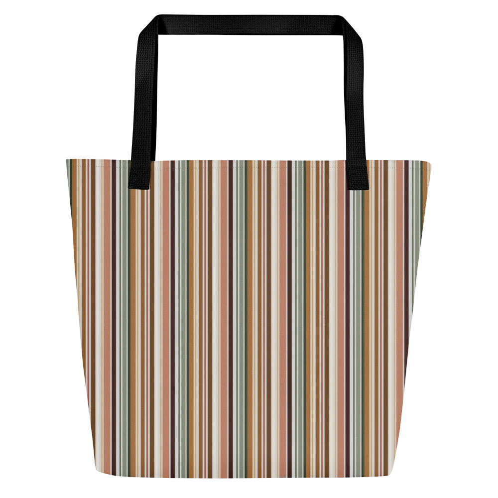Autumn Fields Stripes Fall Pattern – All-Over Print Large Tote Bag with Pocket product image (4)