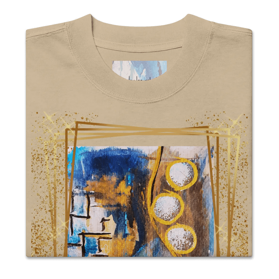 original artwork design with golden frame printed on tshirt product image (3)