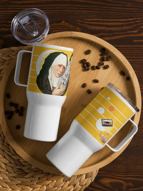 Mater Dolorosa meets Roland TB 303 by Frank Fonik Techno EDM Travel Mug with Handle product image (2)