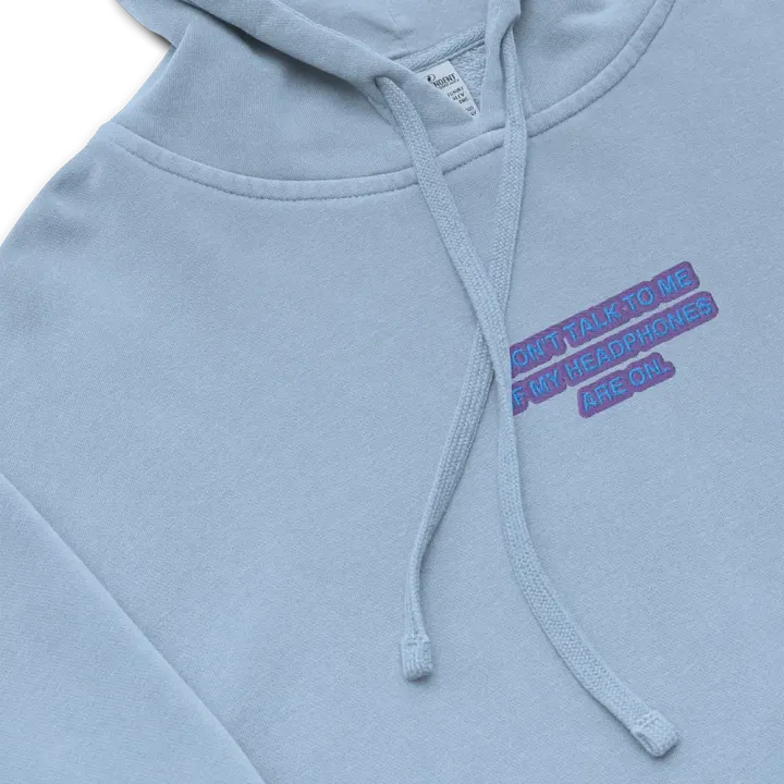 HEADPHONES ON (violet) embroidered pigment hoodie product image (1)