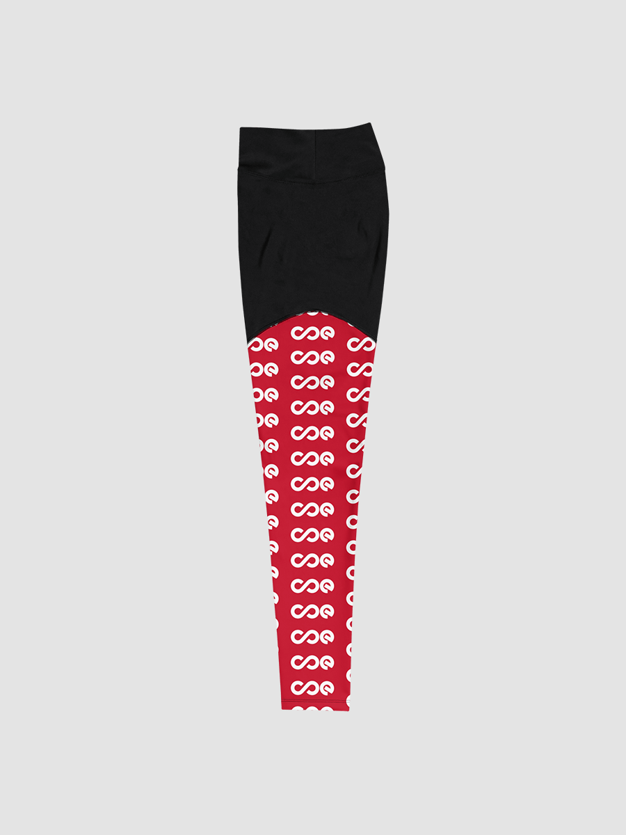 COE Premium Sports Leggings Black & Red - White Logo product image (3)