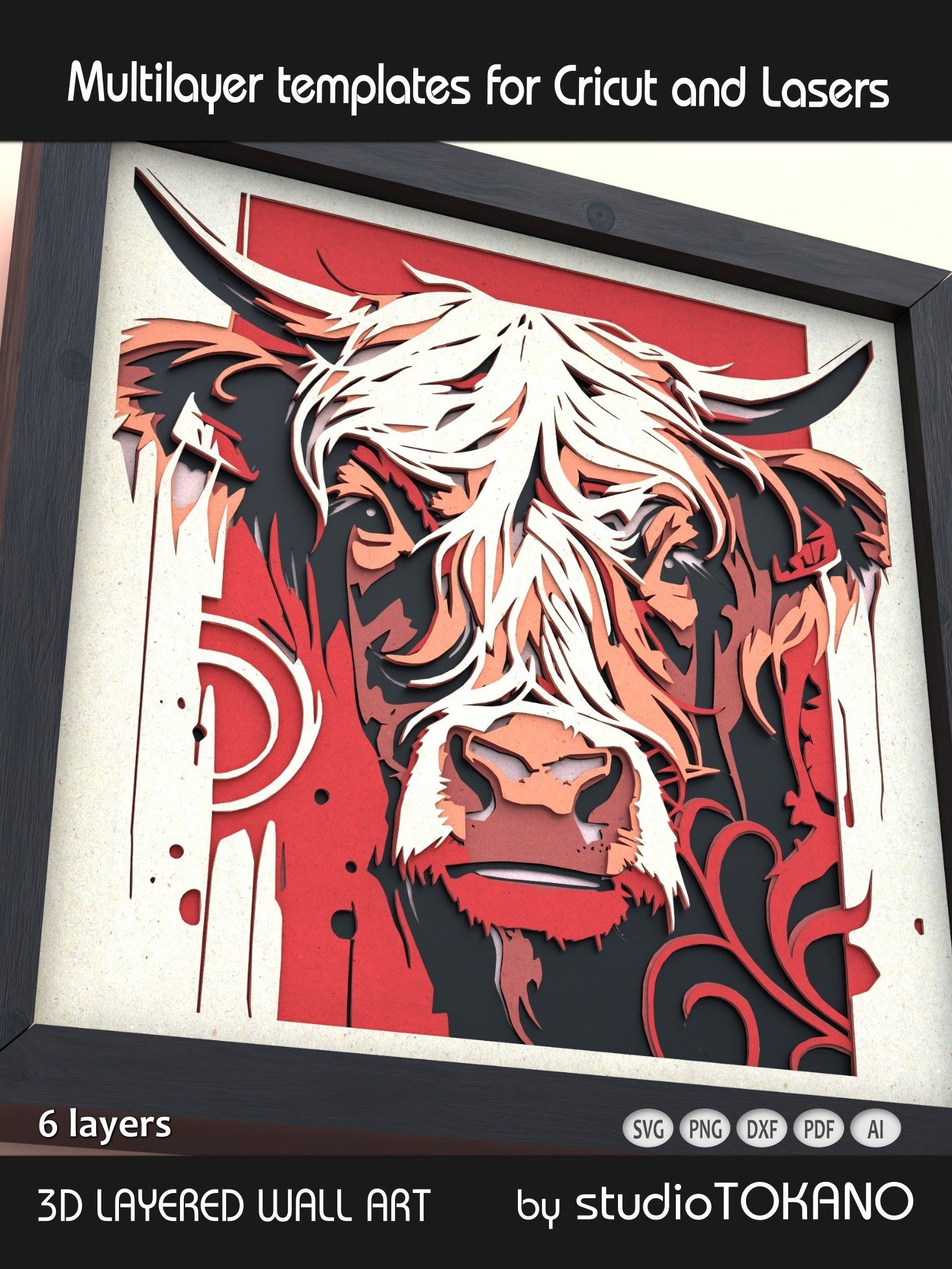 Highland Cow 3D Layered SVG product image (3)