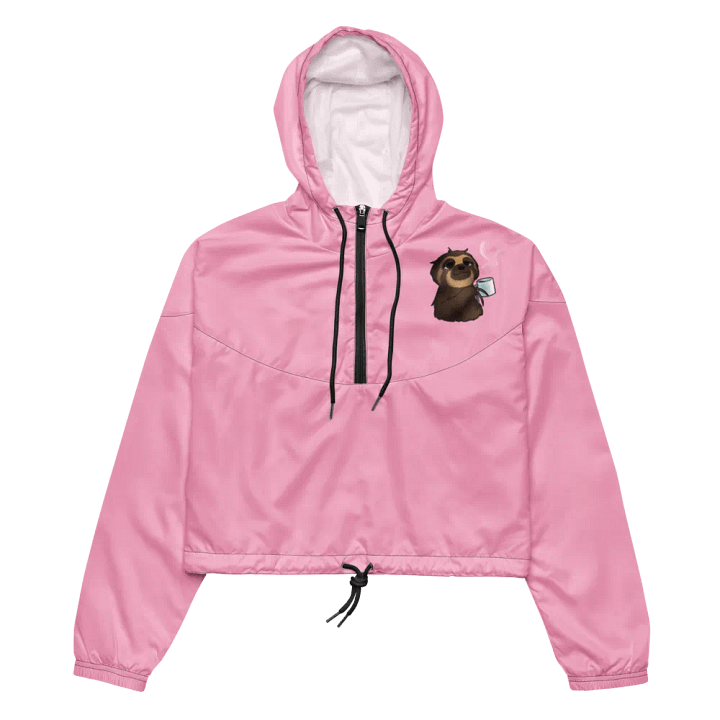 Sloth Serenity Cropped Cotton Candy Pink Windbreaker product image (2)