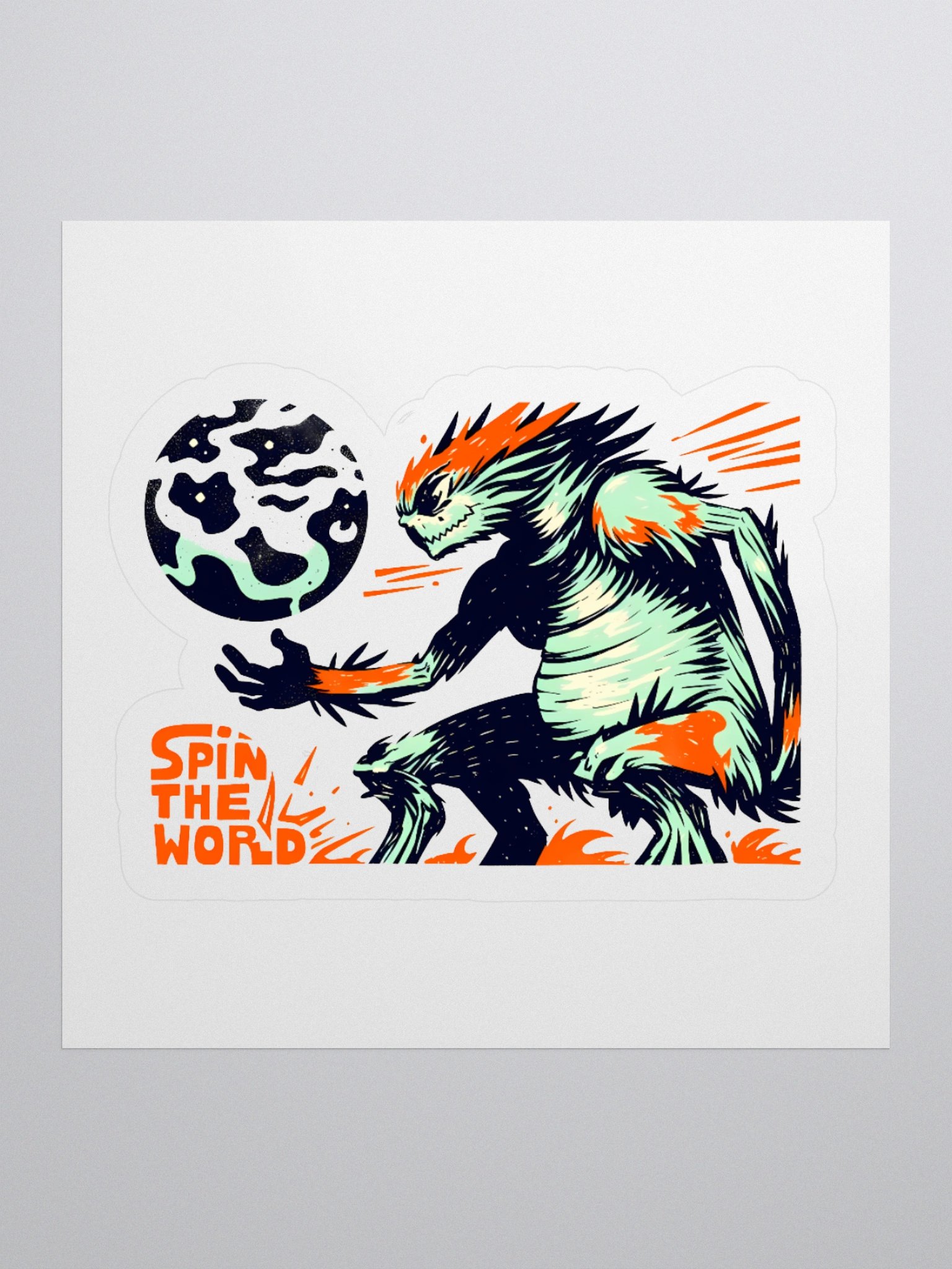 Fiery Beast Spins the World: Cosmic Art Sticker product image (2)