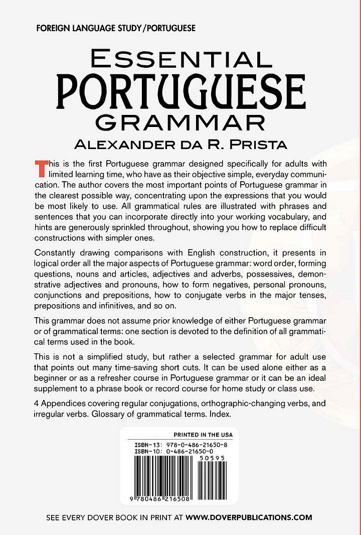 Essential Portuguese Grammar: All The Grammar Really Needed For Speech And Comprehension (Dover Language Guides Essential Grammar) product image (2)