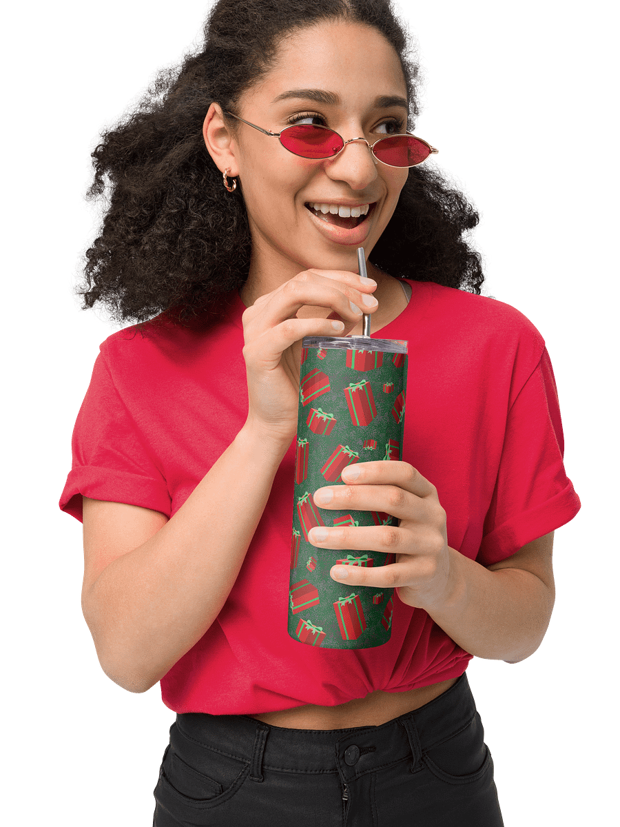Retro Floating Red Presents Stainless Steel Tumbler with Straw product image (7)