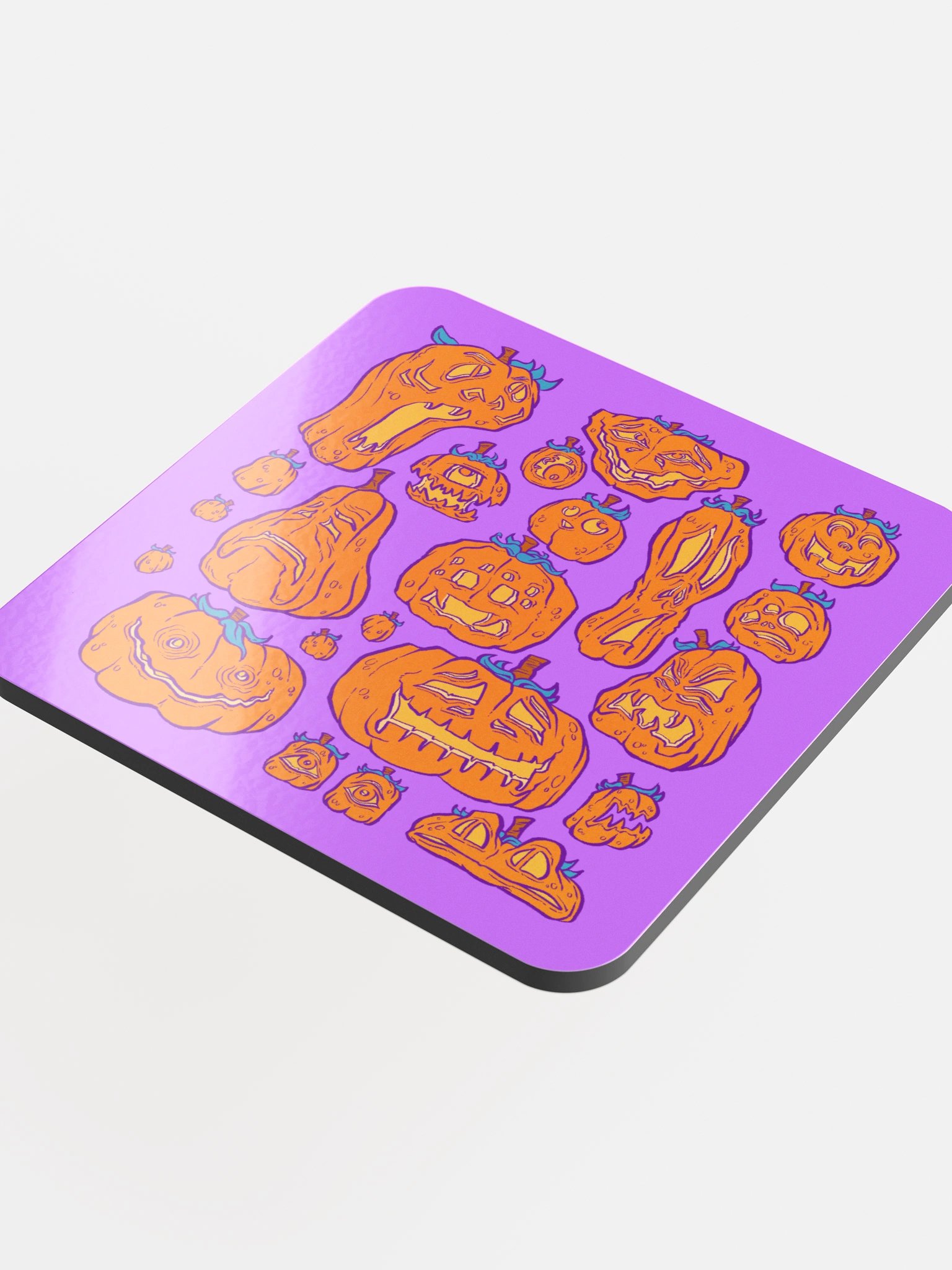 Jumble of Jack-o-Lanterns Cork Coaster product image (4)