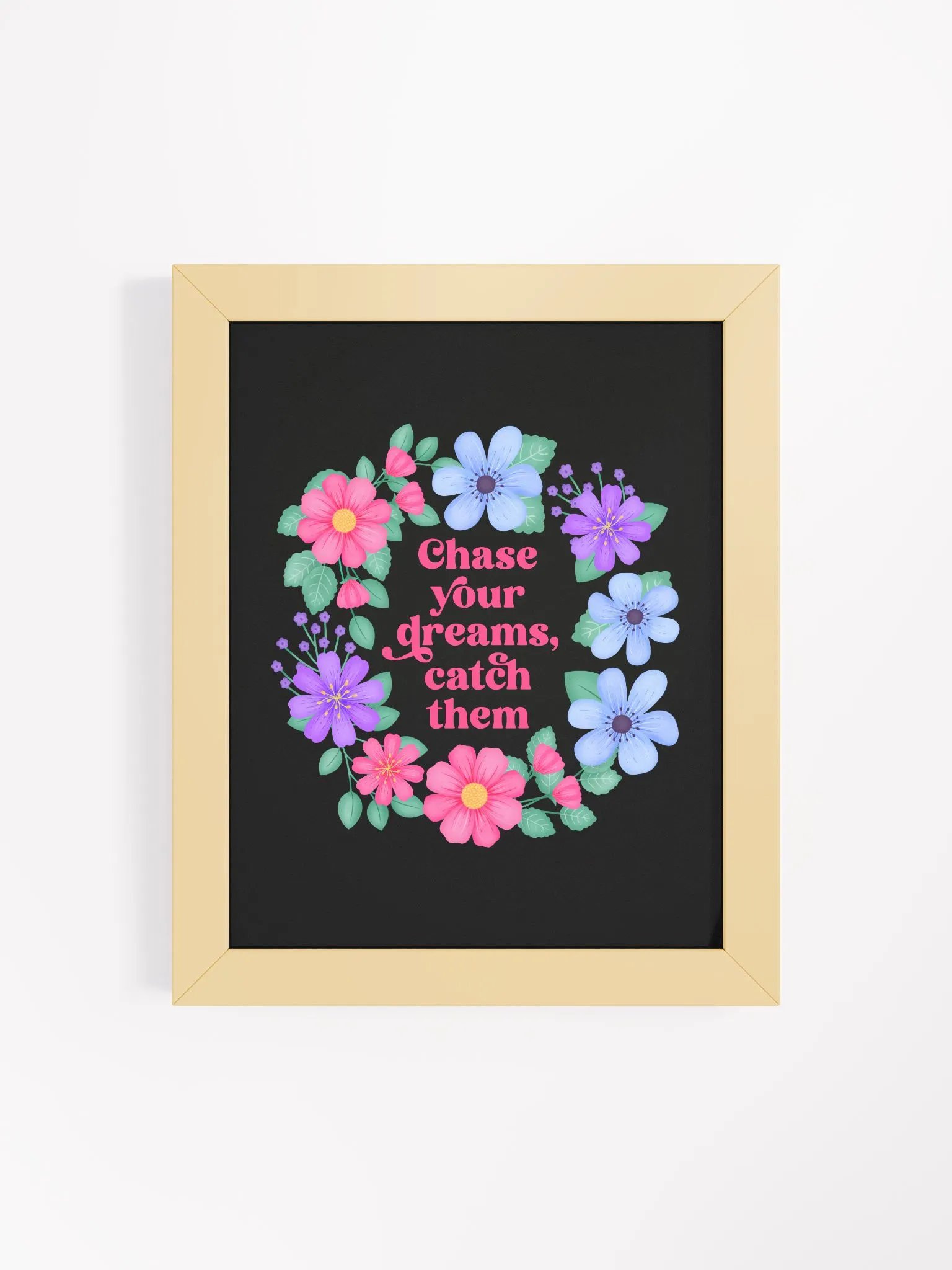 Chase your dreams catch them - Motivational Wall Art Black product image (1)