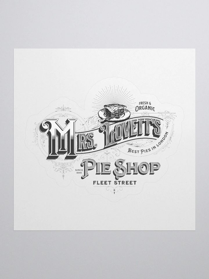 Mrs. Lovett’s Pie Shop Sticker – Kiss-Cut Vinyl Decal for Sweeney Todd Collectors product image (1)