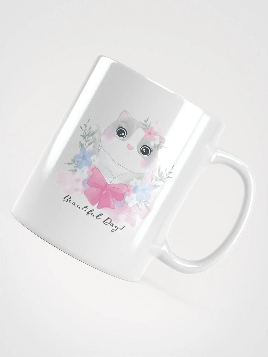 White Glossy Mug Cute Little Kitty product image (4)