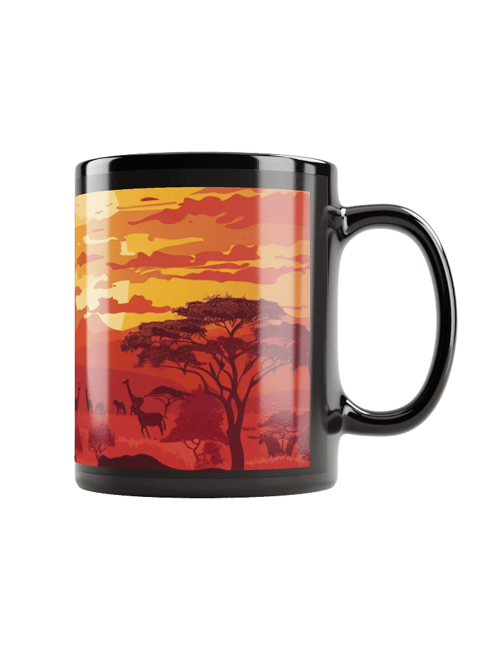 African Sunset Black Glossy Ceramic Mug by Treasure Pie product image (2)