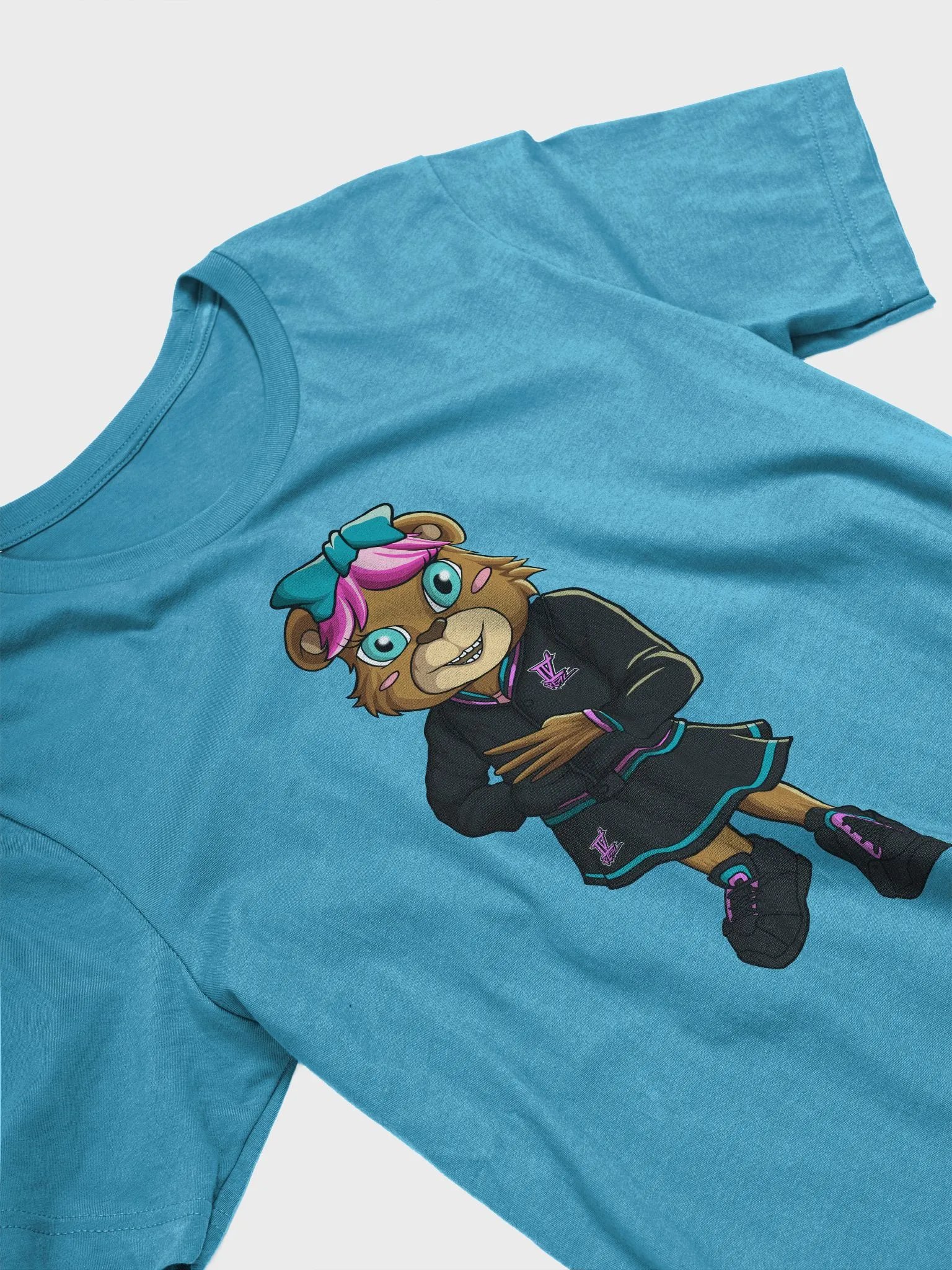 Standing Girl Bear Bella+Canvas Supersoft Aqua T-Shirt product image (3)