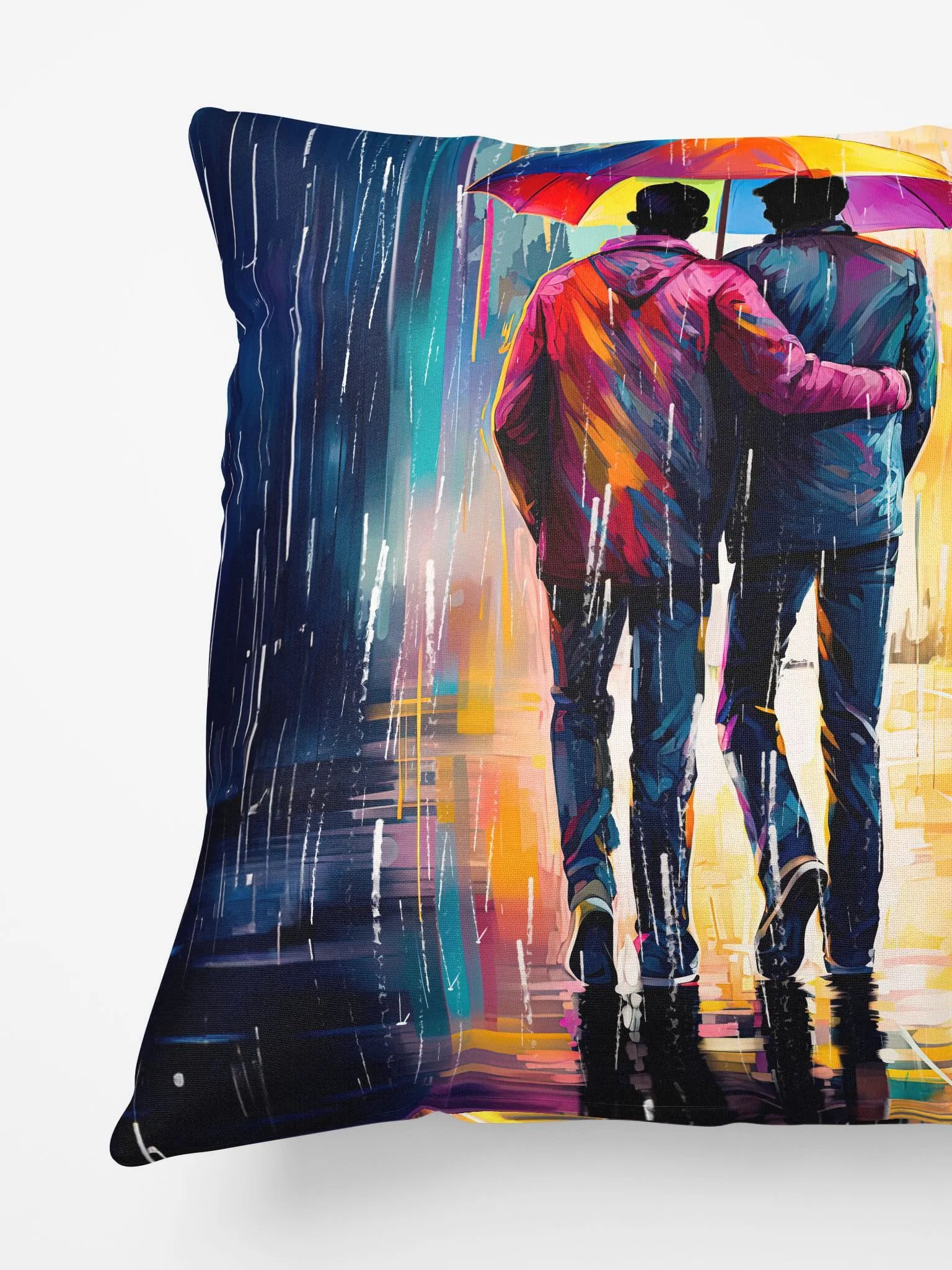 Gay Love In The Rain – Romantic Throw Pillow product image (4)