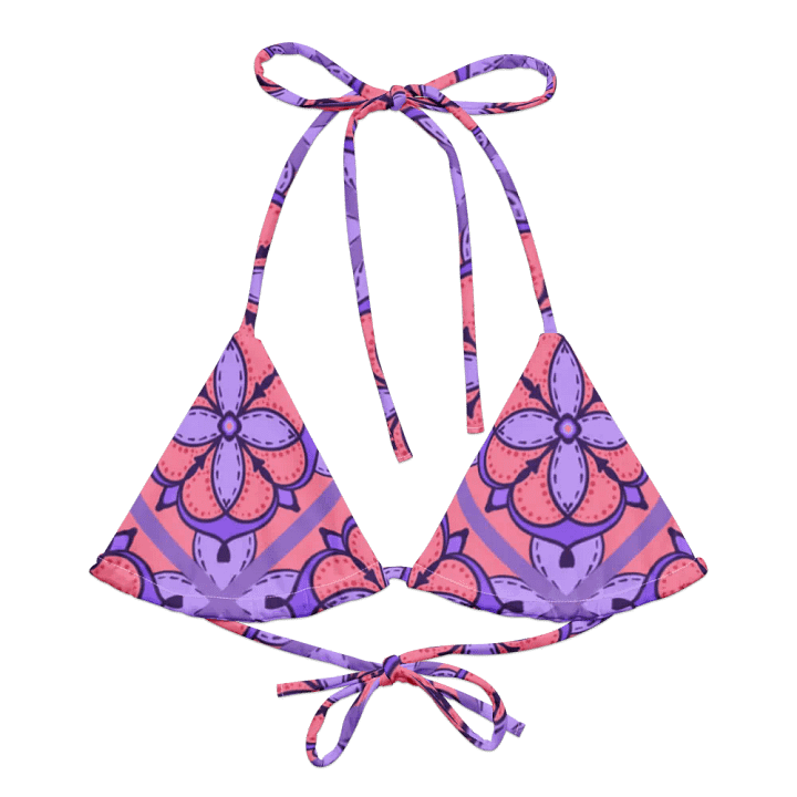 Peach and Lilac Symmetry Pattern String Bikini Top product image (1)