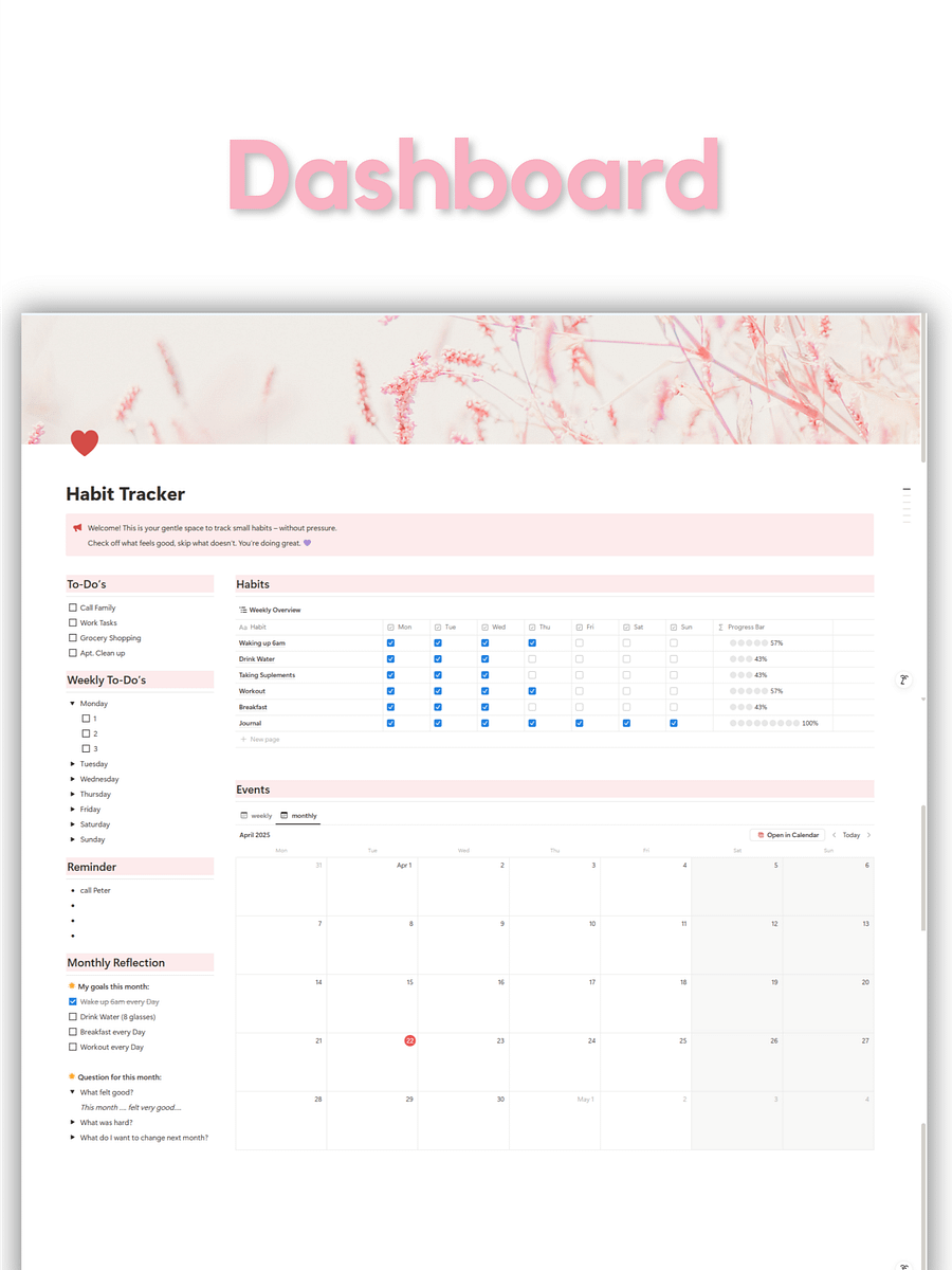 Minimalist Notion Habit Tracker – ADHS Friendly product image (2)
