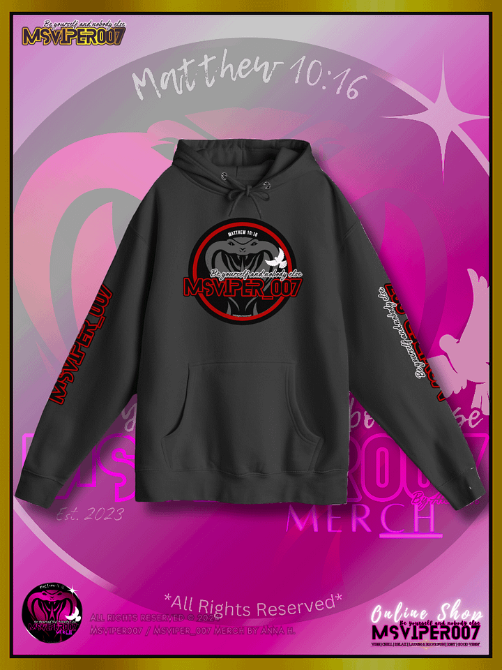 Hoodie - "MsViper_007™ Brand Classic" [red/blk emblem] - Streetwear/Active Hoodie By Anna H. product image (1)