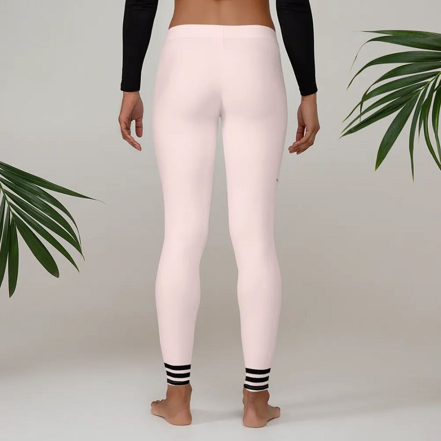 All-Over Print Leggings-Backfill Misty Rose colour with Pink Lady design black stripes product image (3)