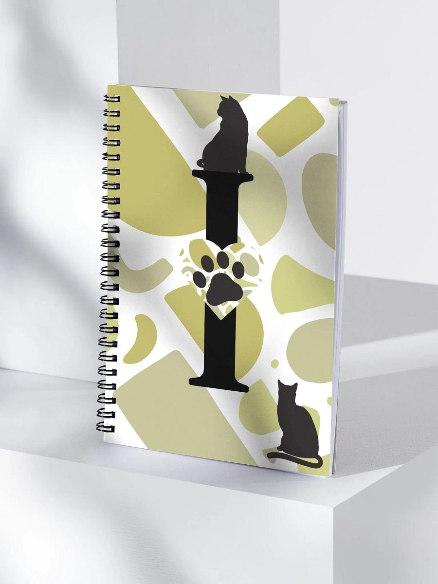 Monogram Letter I Cat Lover Geometric Greens Notebook product image (4)