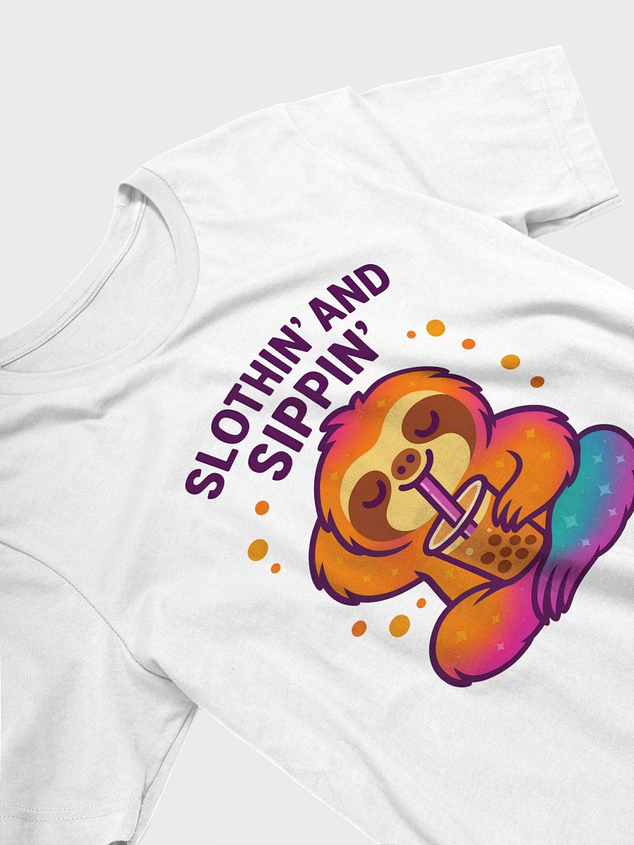 Slothin’ and Sippin’ – Funny Sloth Boba Tea T-Shirt | Sloths Having Snacks Collection product image (3)
