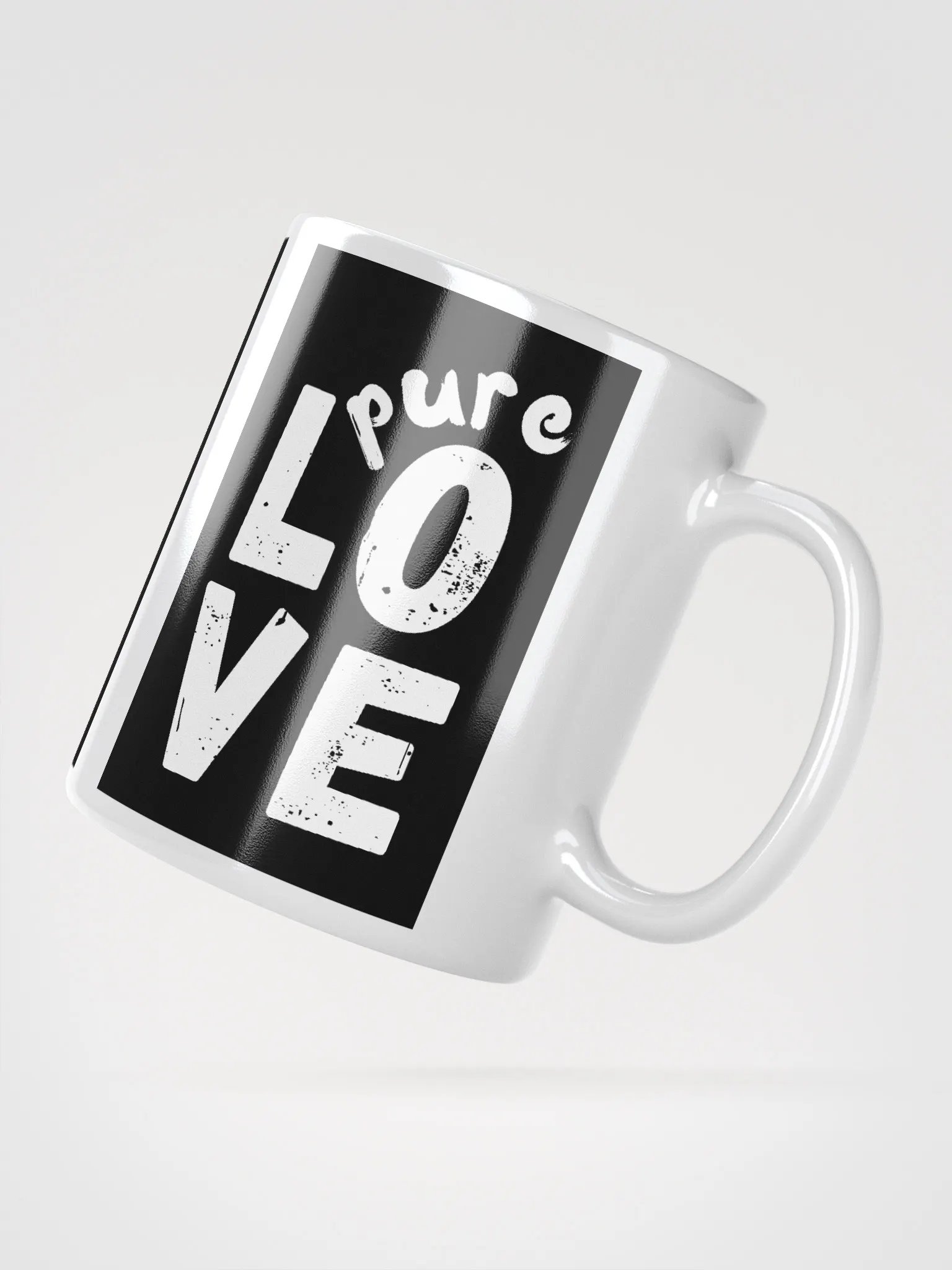 Pure LOVE Black and White on white glossy Mug product image (2)