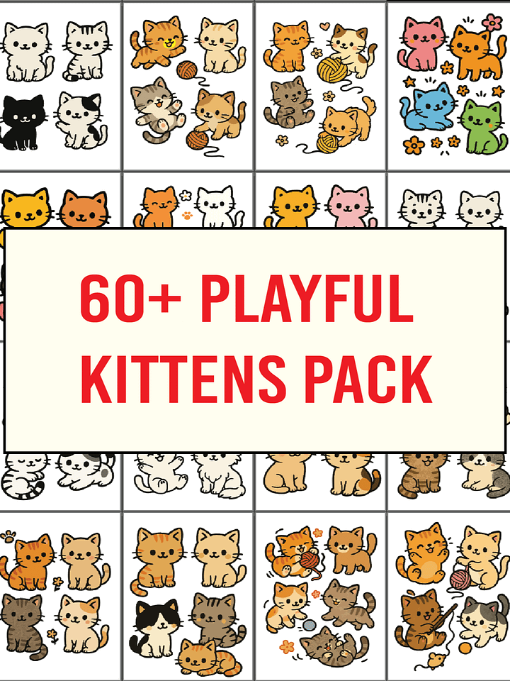 60+ Playful Kittens - Vector Graphics for Story Writing, Kids Books, Printables & Digital Use product image (1)