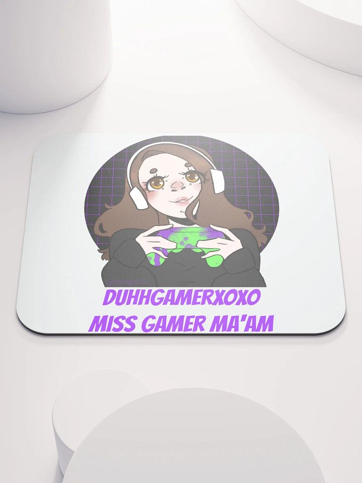 DuhhGamerXOXO/Miss Gamer Ma'am Mouse Pad - Purple Text product image (1)