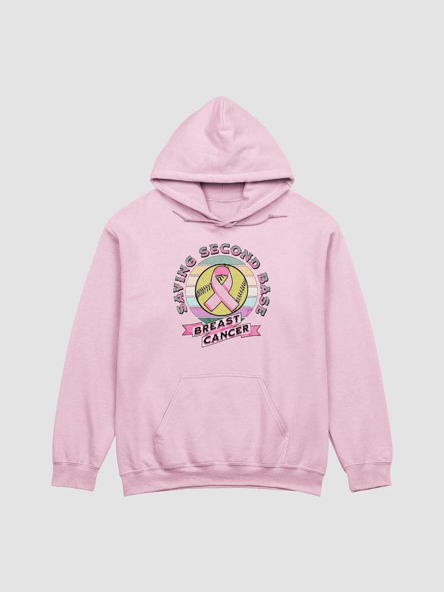 Saving Second Base Breast Cancer Softball Supportive Pink Ribbon Hoodie product image (7)