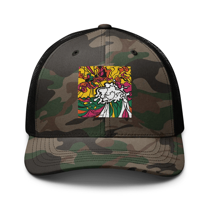 Vibrant Swirl Camo Trucker Hat - Wave at Sunset product image (1)