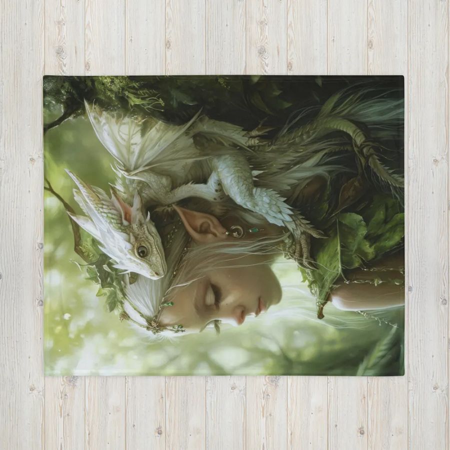 Young elf with her small dragon on the shoulder - Blanket product image (3)