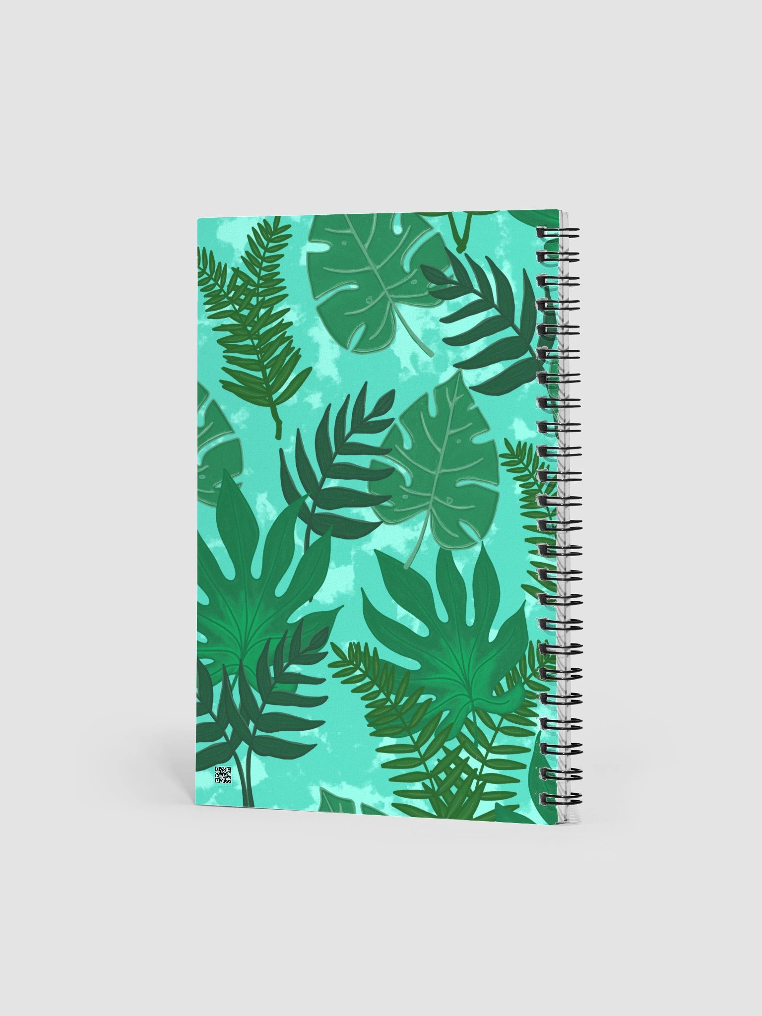 Jungle Leaves Pattern-Aqua Background Spiral Journal product image (3)