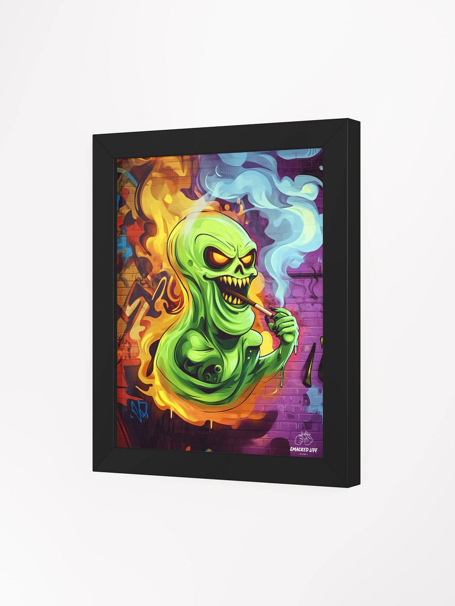 Smoked Out Spirit” Framed Ghost Poster – Bold Stoner Wall Art for Homes, Mancaves, Dispensaries & Lounges product image (13)