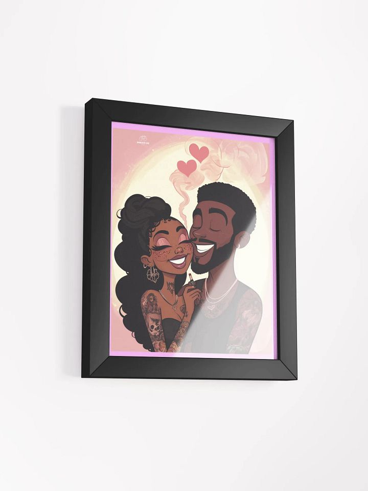 Stoner Art | Smoked with Love - Cannabis-Themed Couple Smoking Together Framed Poster product image (3)