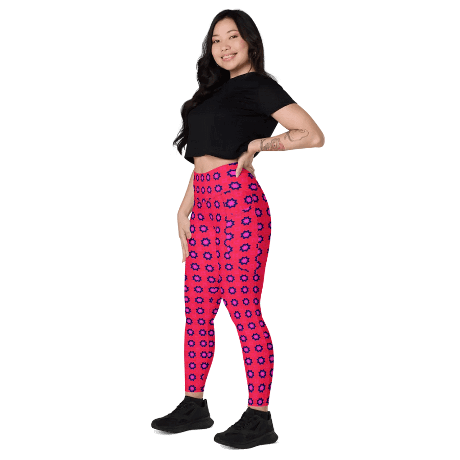 Abstract Red Ladies Leggings (with pockets) product image (1)