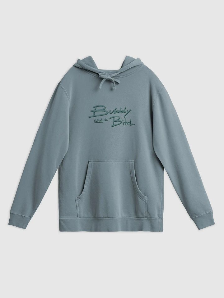 Bubbly and a B*tch (forest shadow design) printed pigment hoodie product image (1)