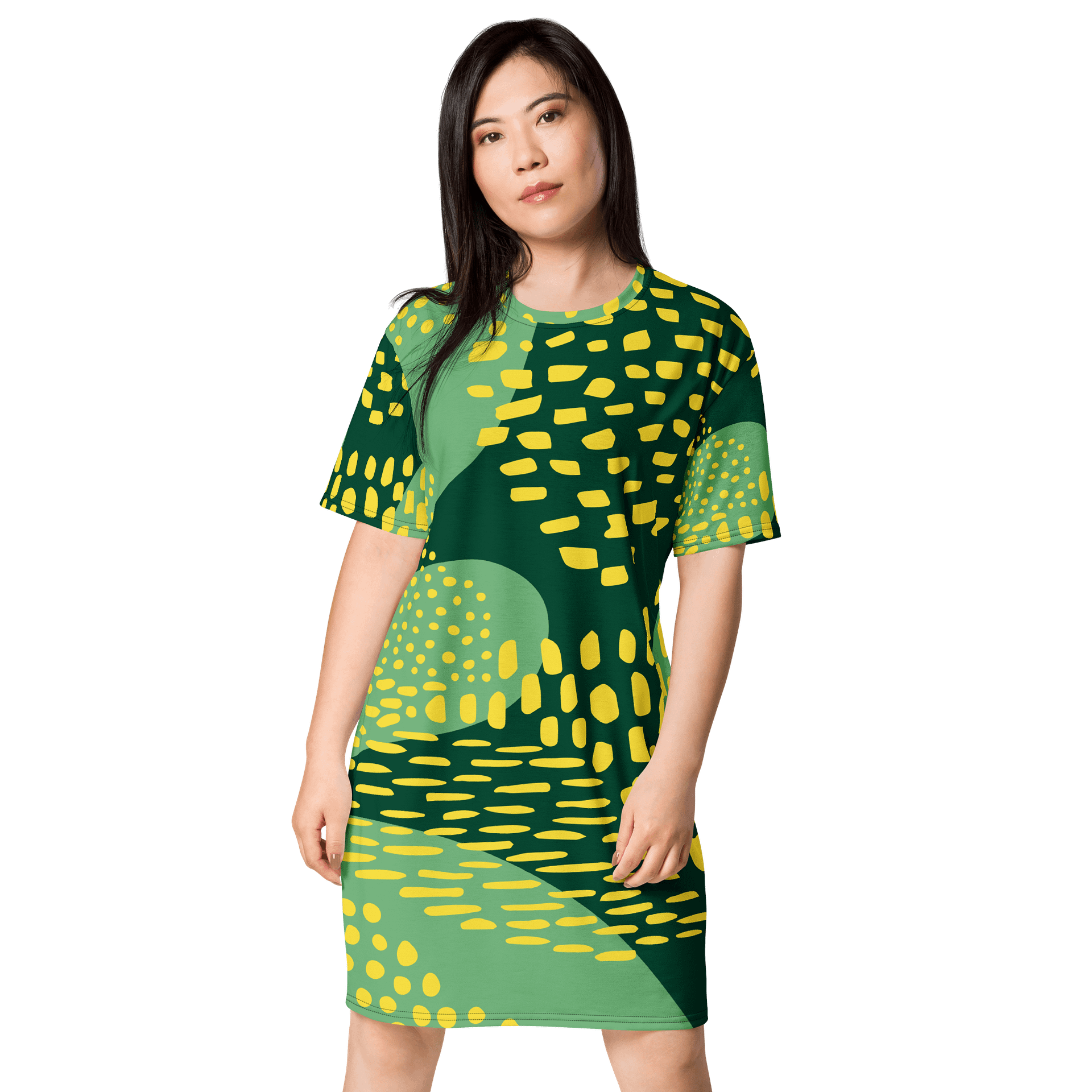 Bold Abstract Print T-Shirt Dress - Oversized Fit, Stretchy & Comfortable product image (1)