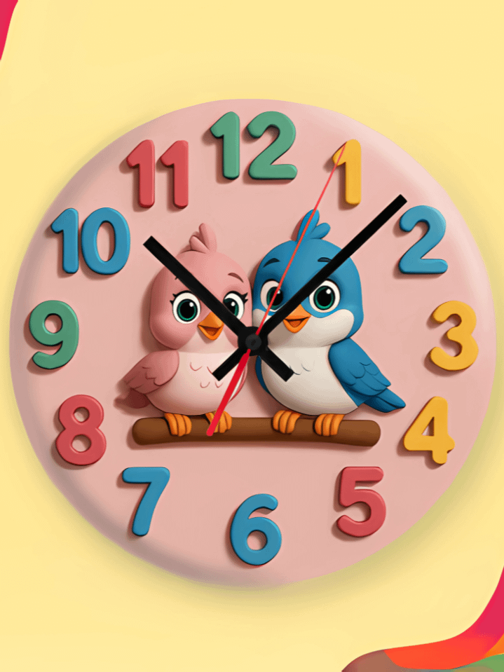 Sweet Birdies Wall Clock PNG – Adorable Feathered Friends Theme Design for Kids – Perfect for Sublimation – High-Quality 300 DPI Instant Digital Download product image (1)