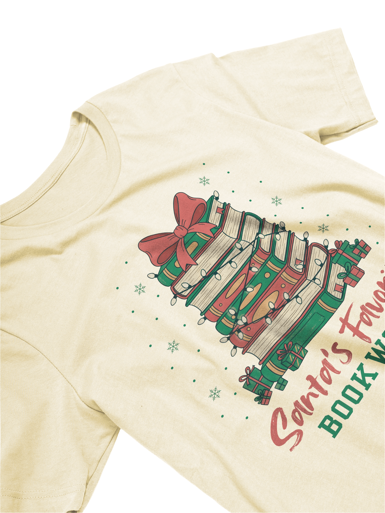 Santa's Favorite Bookworm T-Shirt, Christmas reading shirt product image (2)