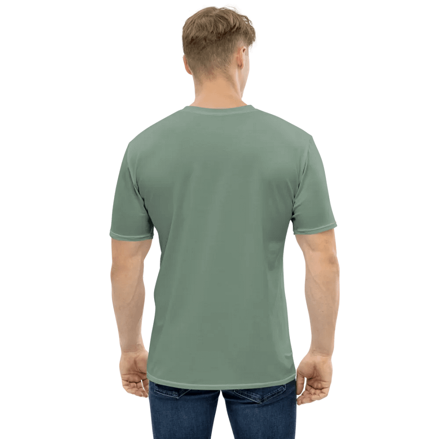 Plain Medium Sage Green Soft Summer Men's Crewneck Polyester Heavyweight Premium T-Shirt by Treasure Pie product image (3)