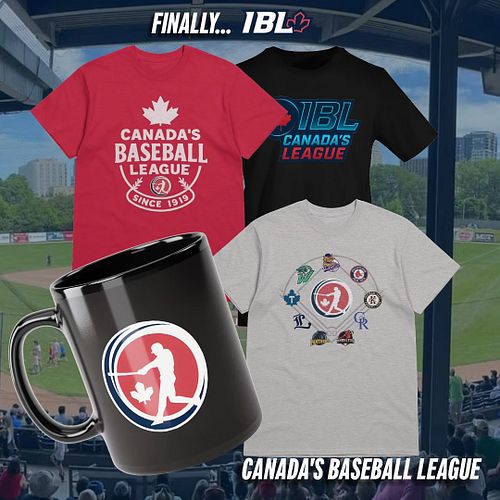 Yes, you can finally purchase merchandise featuring Canada’s Baseball League.  Right now https://ibl-shop.fourthwall.com