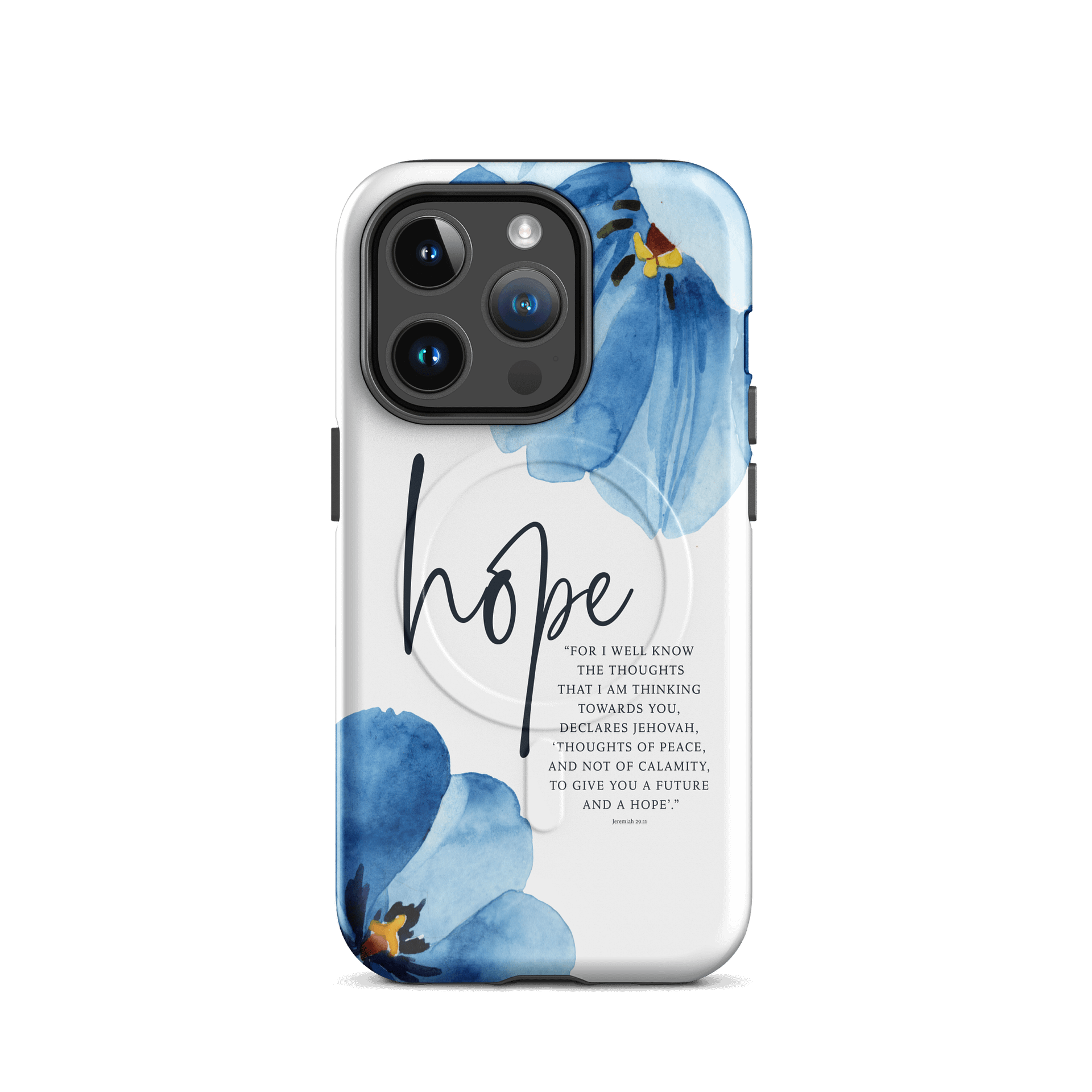iPhone® MagSafe® Tough Case – “Hope” Blue Floral Scripture Design product image (2)